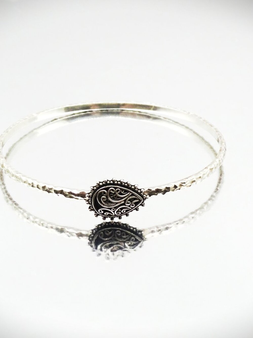 LORI BONN Sterling Silver Scrolled Design Bangle Bracelet